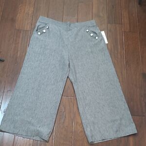 NWT Remplie Gray Wide-Leg Crop Pants with Button Pocket Detail size 3X